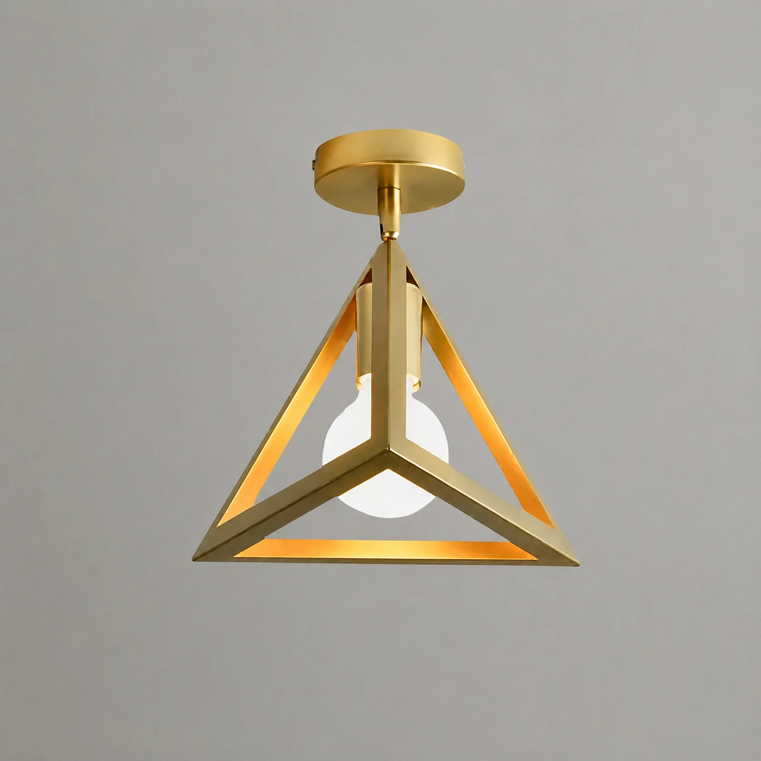 Herbert Semi Art Deco Globe Flush Mount Ceiling Light, Brass - Lumpaz