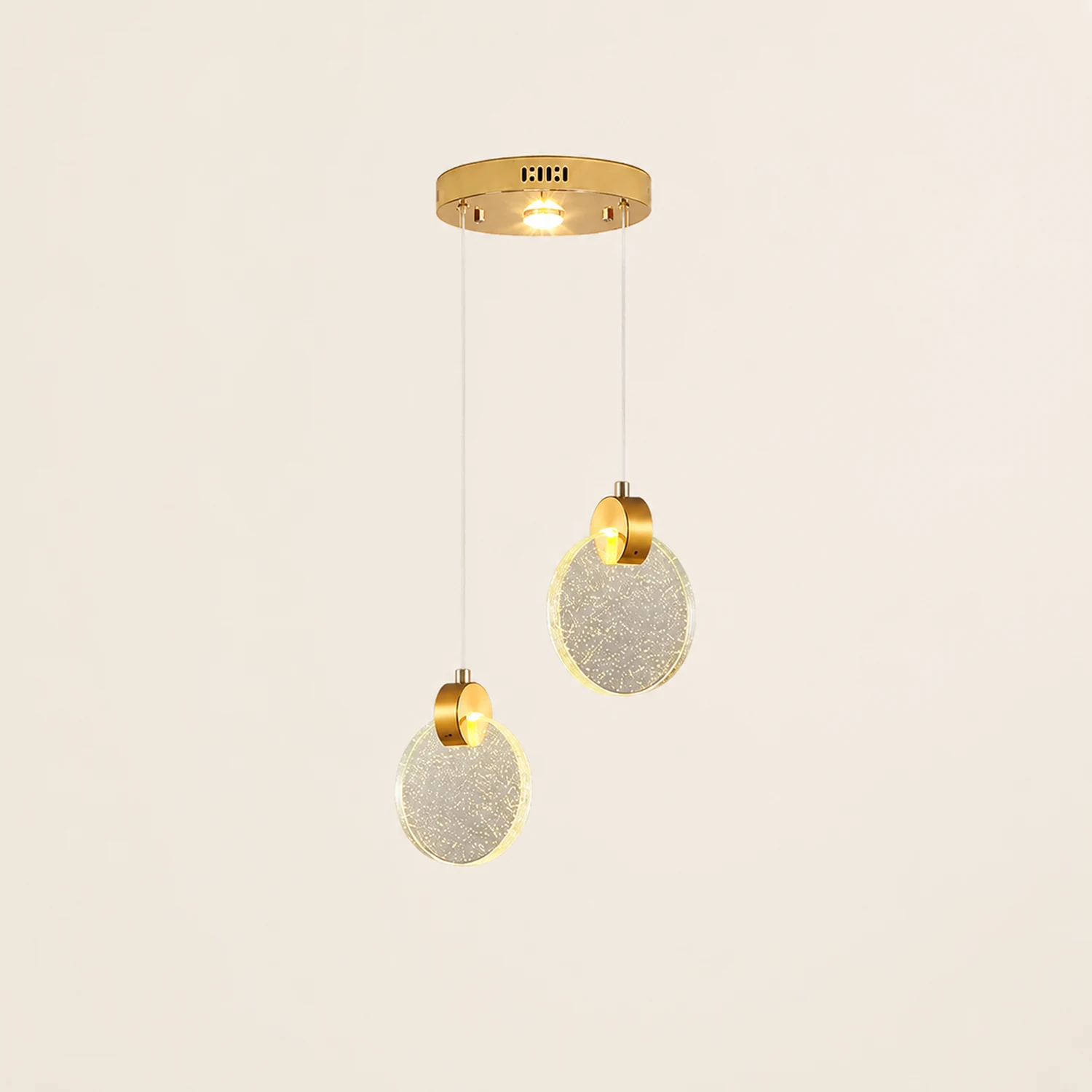 Kristy Minimalist Round  Metal/Crystal Chandelier, Gold - Lumpaz