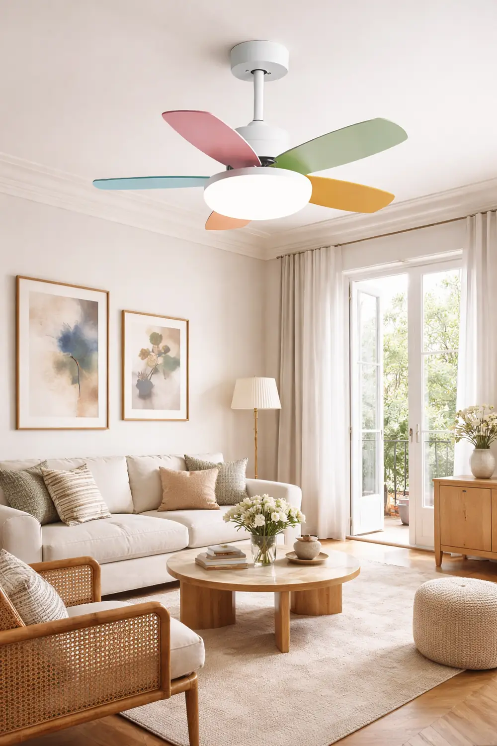 Morandi Colorful DC Ceiling Fan with Light, Summer, 42'' - Lumpaz