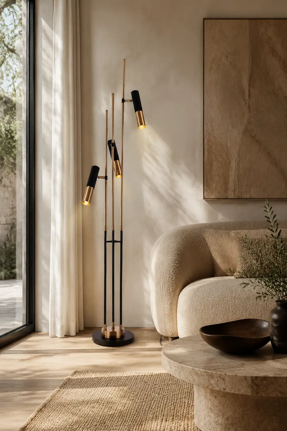 Salgado Modern Tall Metal 3 Bulb Floor Lamp, Black - Lumpaz