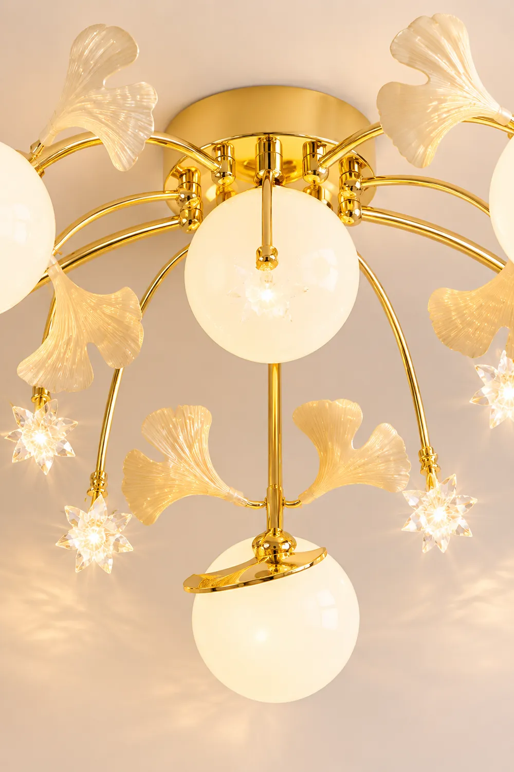Ophelia Nordic Multi Globe Metal/Ceramic Flush Mount Ceiling Light, White/Gold - Lumpaz