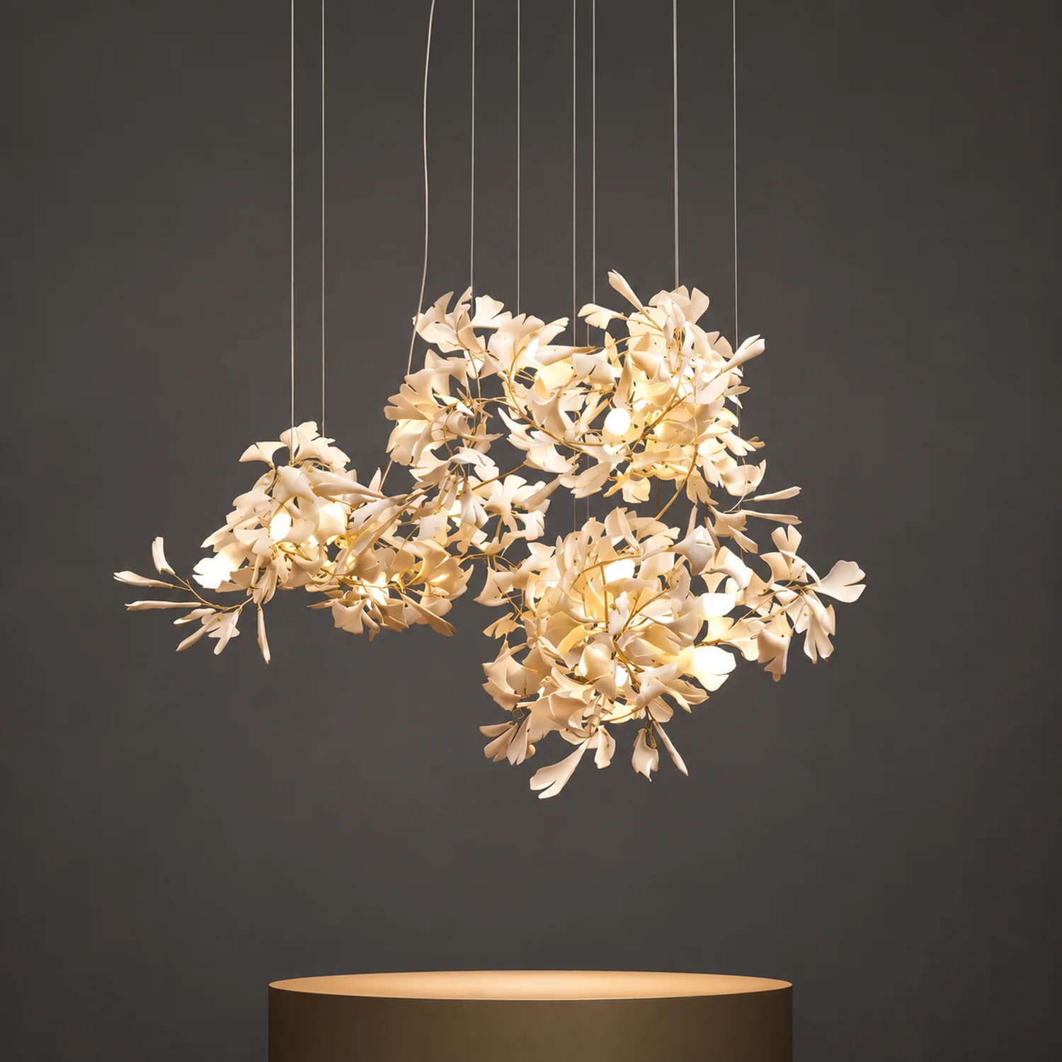 Ophelia Modern Leaf Chandelier Metal/Ceramic Bedroom/Living Room - Lumpaz