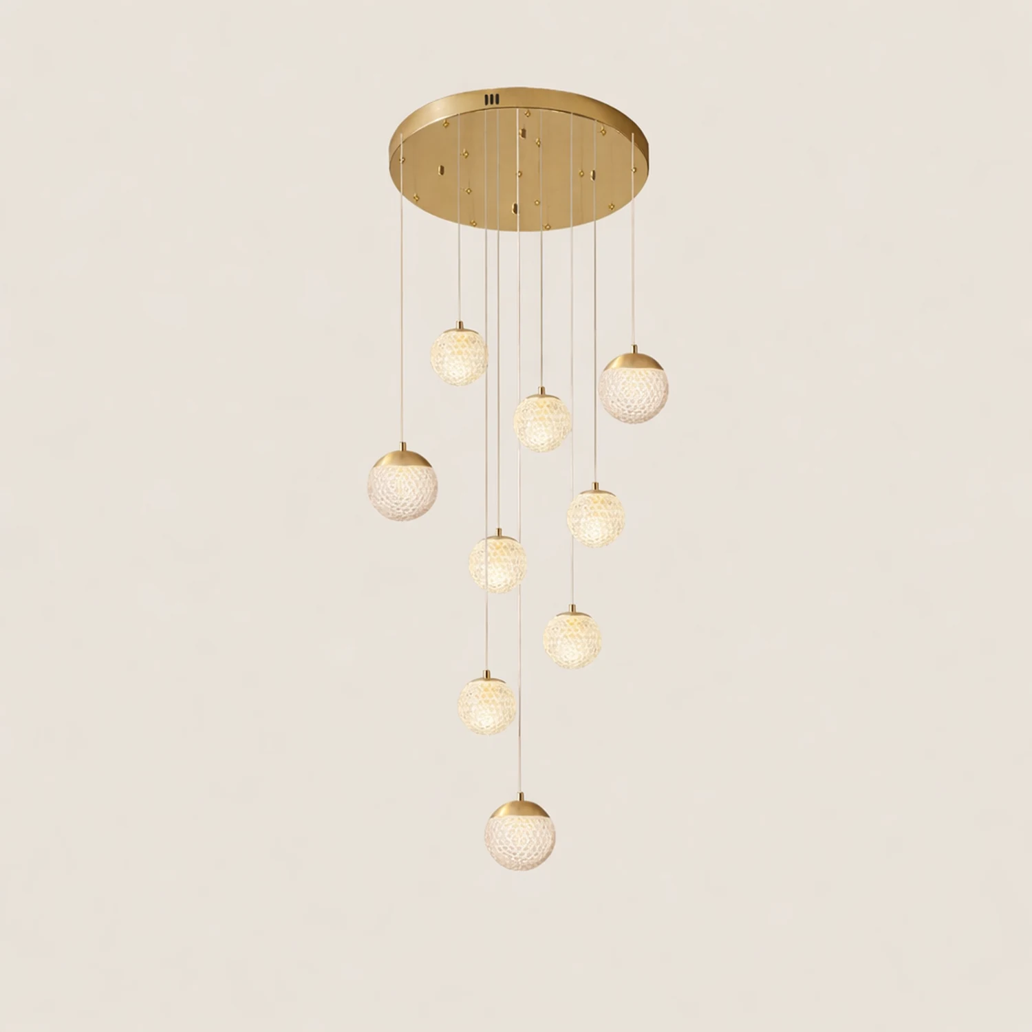 Jibril Multi Staircase Modern Art Deco Pendant Light, Gold - Lumpaz