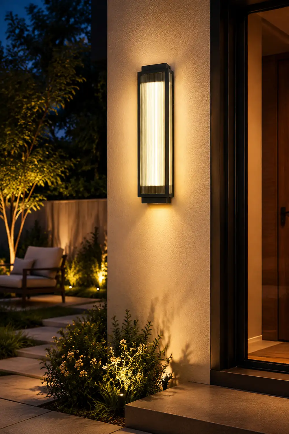 Rectangular Waterproof LED Black Modern Outdoor Wall Light - Lumpaz