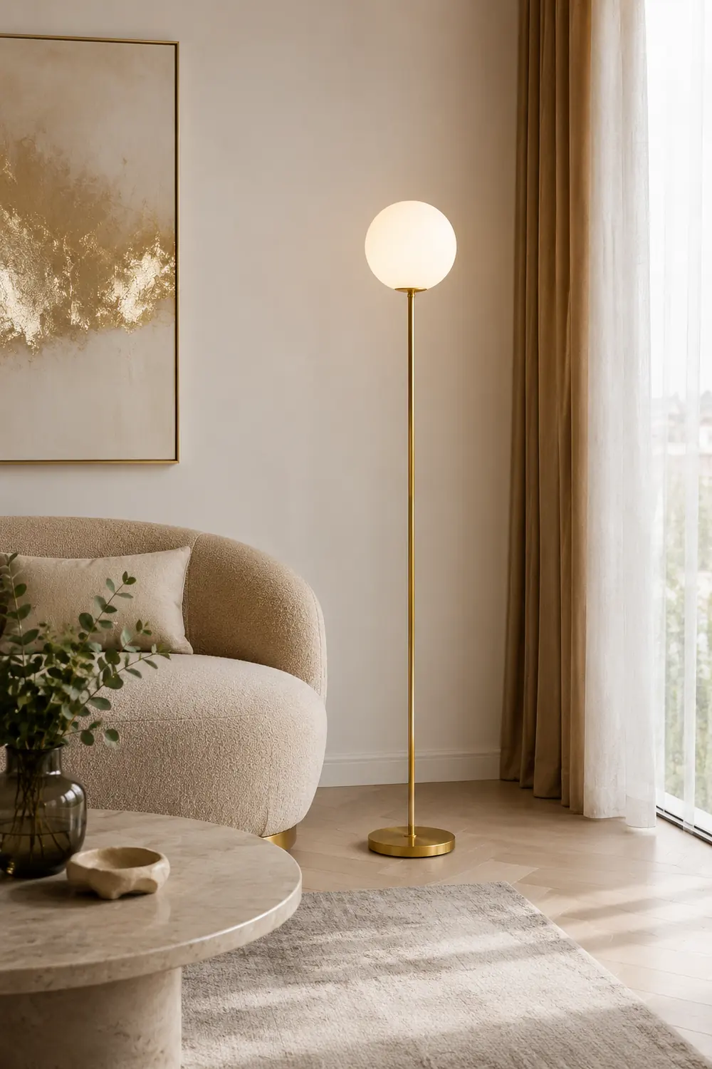 Valentina Simple Single Glass Bubble Floor Lamp - Lumpaz
