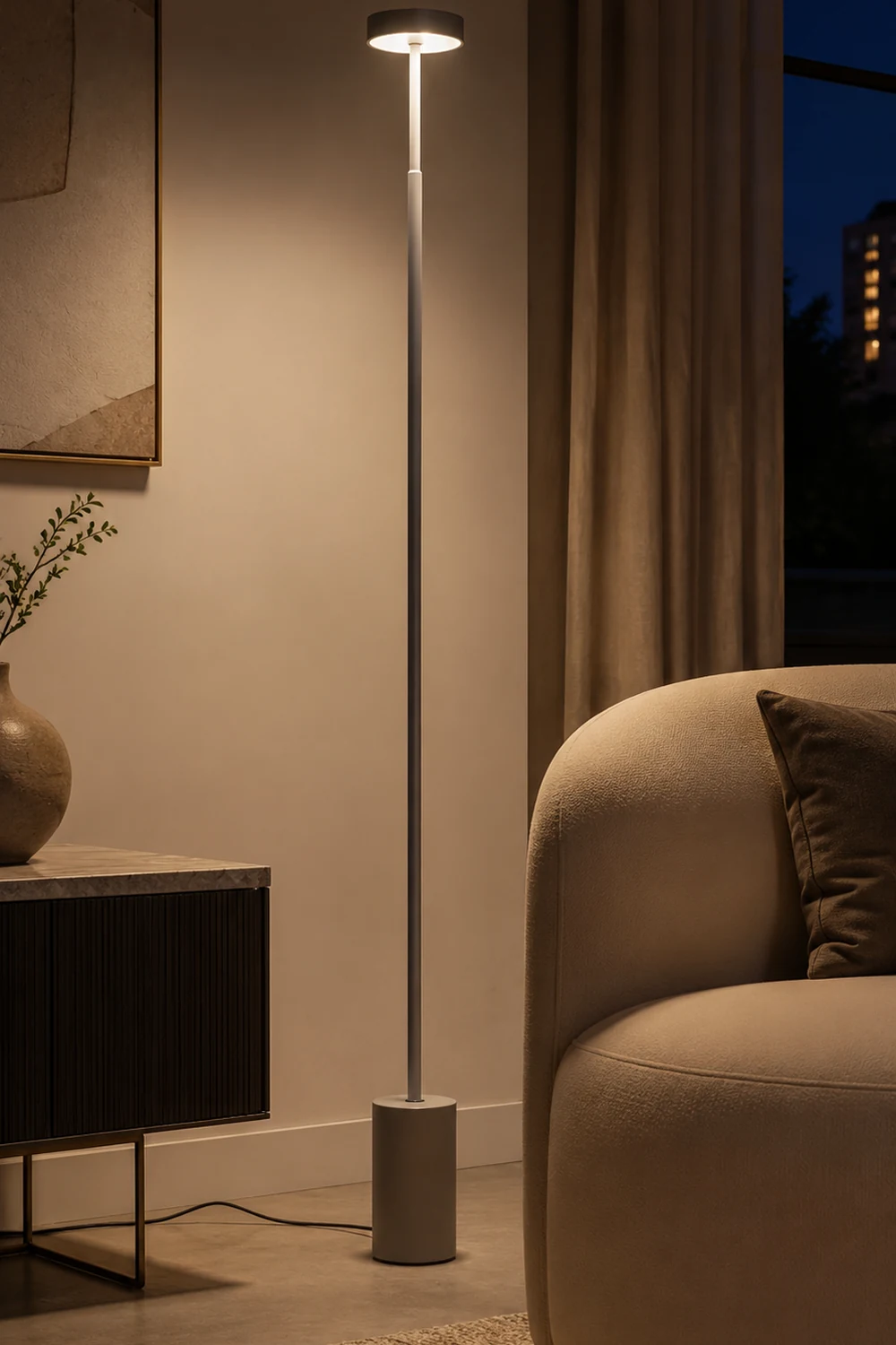 Edge Floor Lamp Linear Modern/Minimalist, Black/White/Gray, Bedroom - Lumpaz