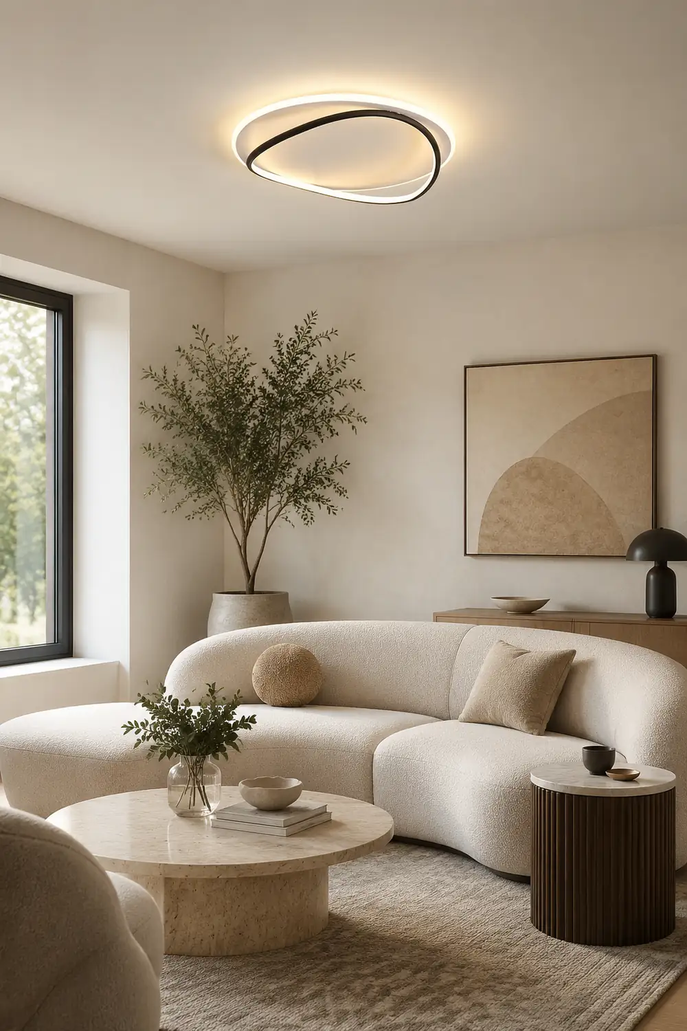Quinn Flush Mount Ceiling Light Ring Modern, Black/White, Dining Room - Lumpaz