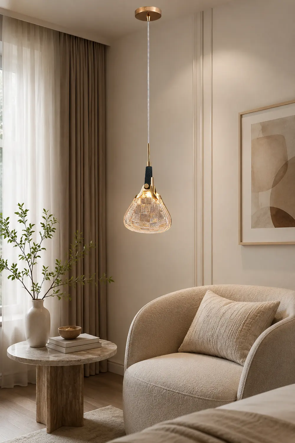 Hailie Postmodern Elegant Gold/Black Bedroom Pendant Light - Lumpaz
