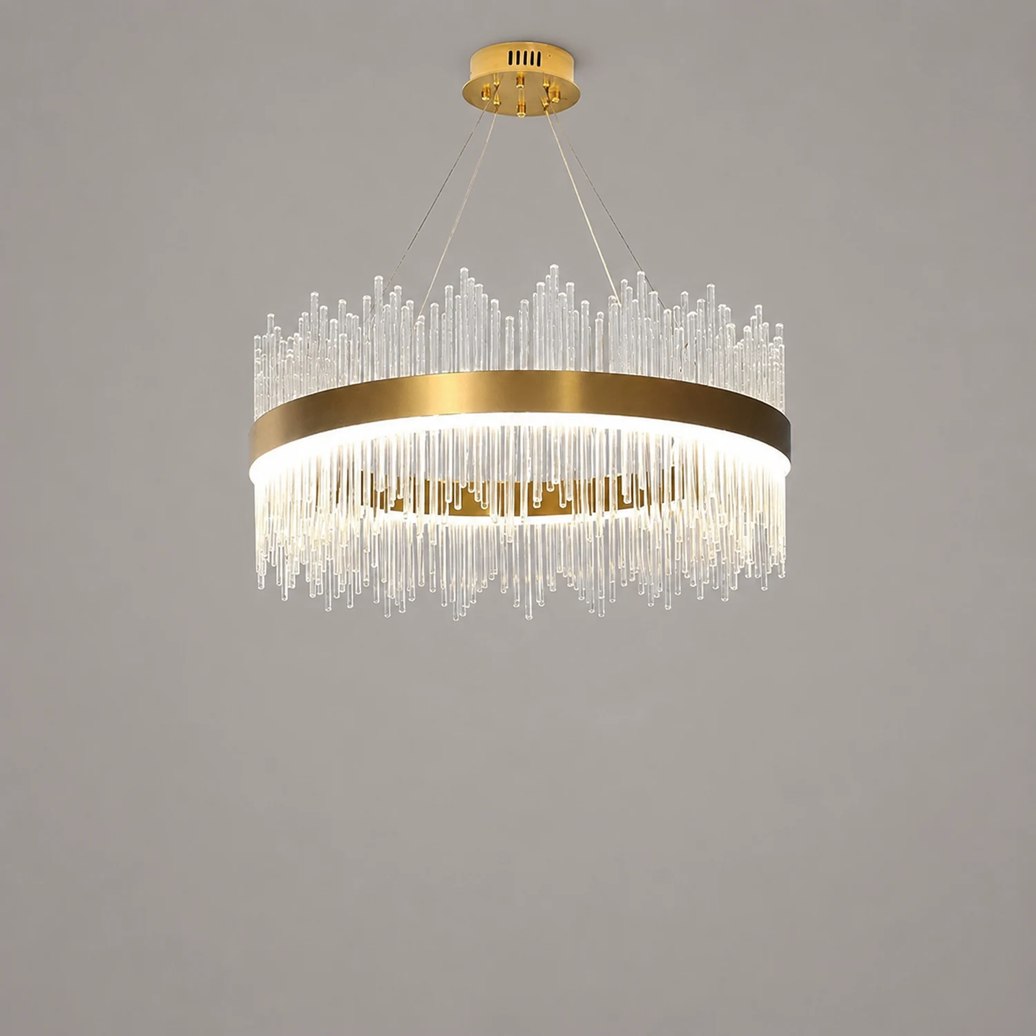 Marilyn Modern Round/Rectangular Chain Chandelier, Gold - Lumpaz