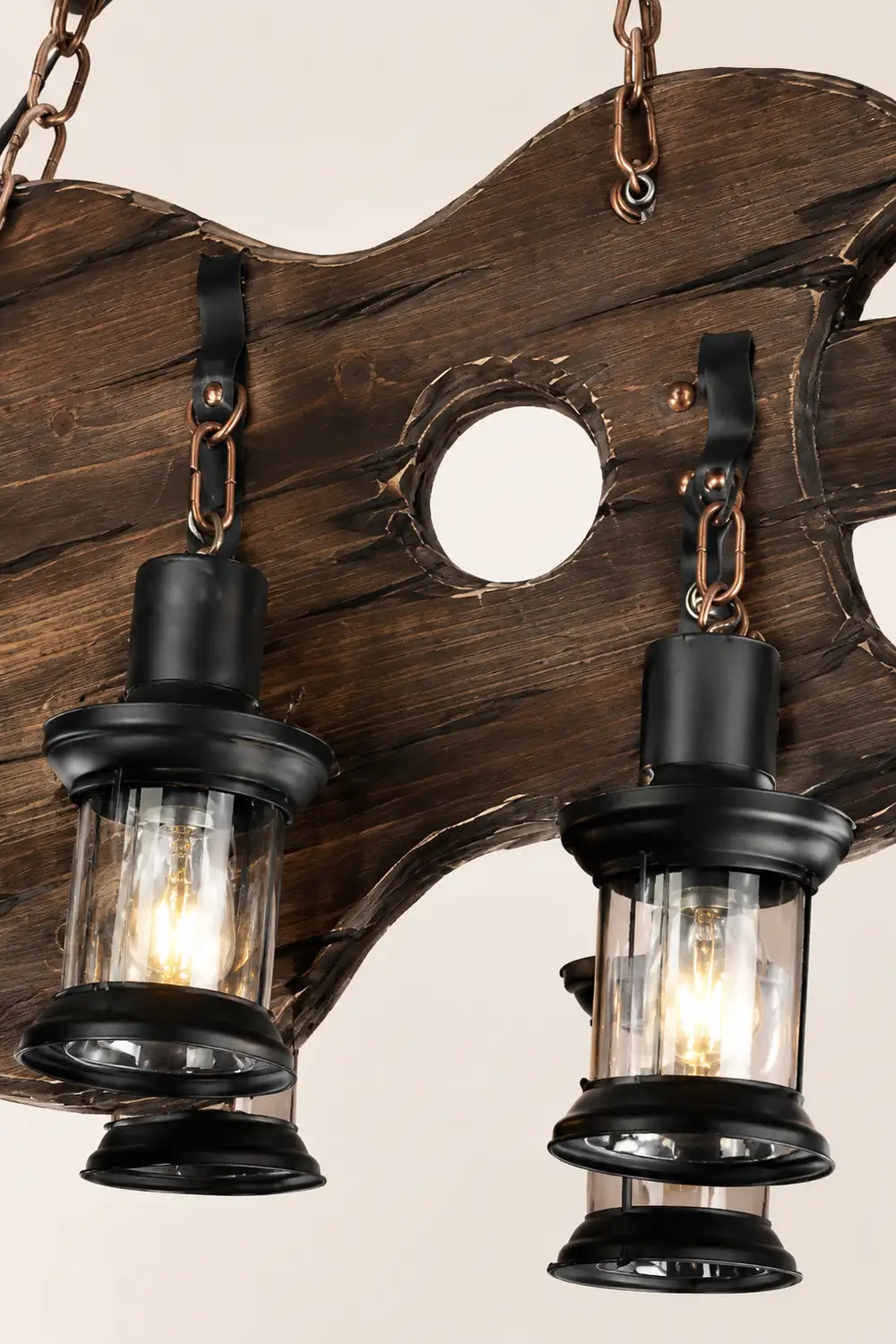 Austin Farmhouse 6 Lantern Guitar Wood/Metal Pendant Light - Lumpaz