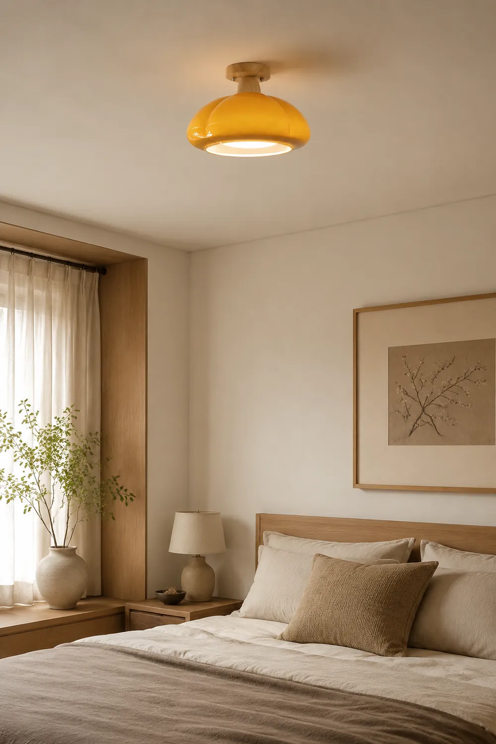 Hailie Modern LED Pumpkin Creativity Ceiling Light Glass Wood Aisle/Hallway/Bedroom/Living Room - Lumpaz