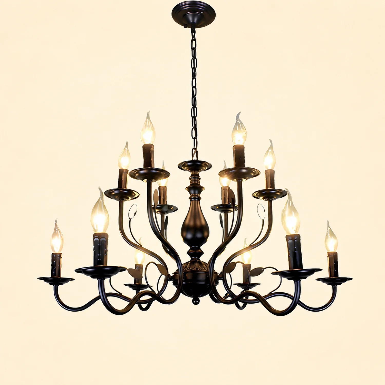 Silva Transitional Candle Chain Chandelier, Black - Lumpaz