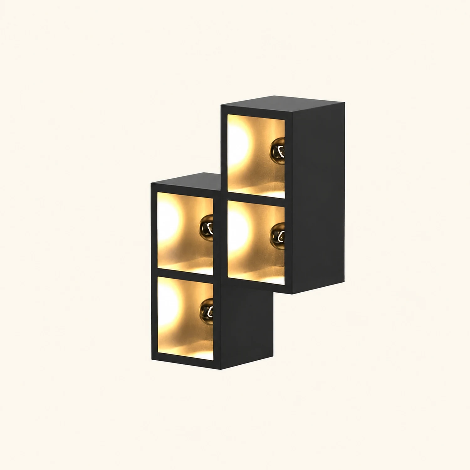 Waterproof Creative Square Combination LED Black Wall Lamp with Flowerpot - Lumpaz