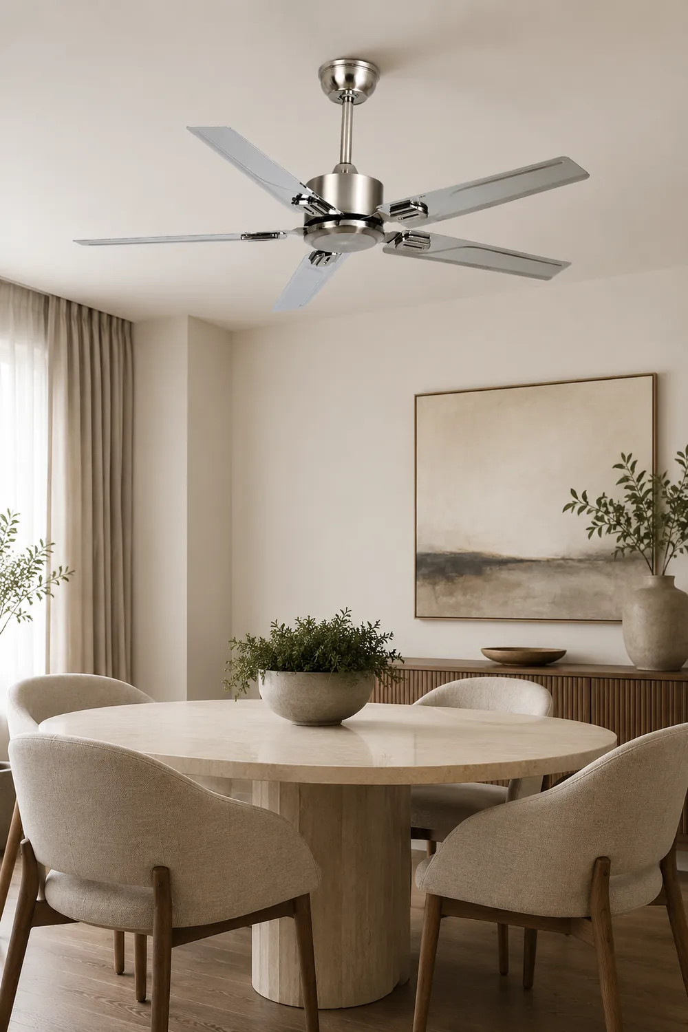 Alessio 5-Blade Industrial Metal DC Ceiling Fan, Summer, 52'' - Lumpaz