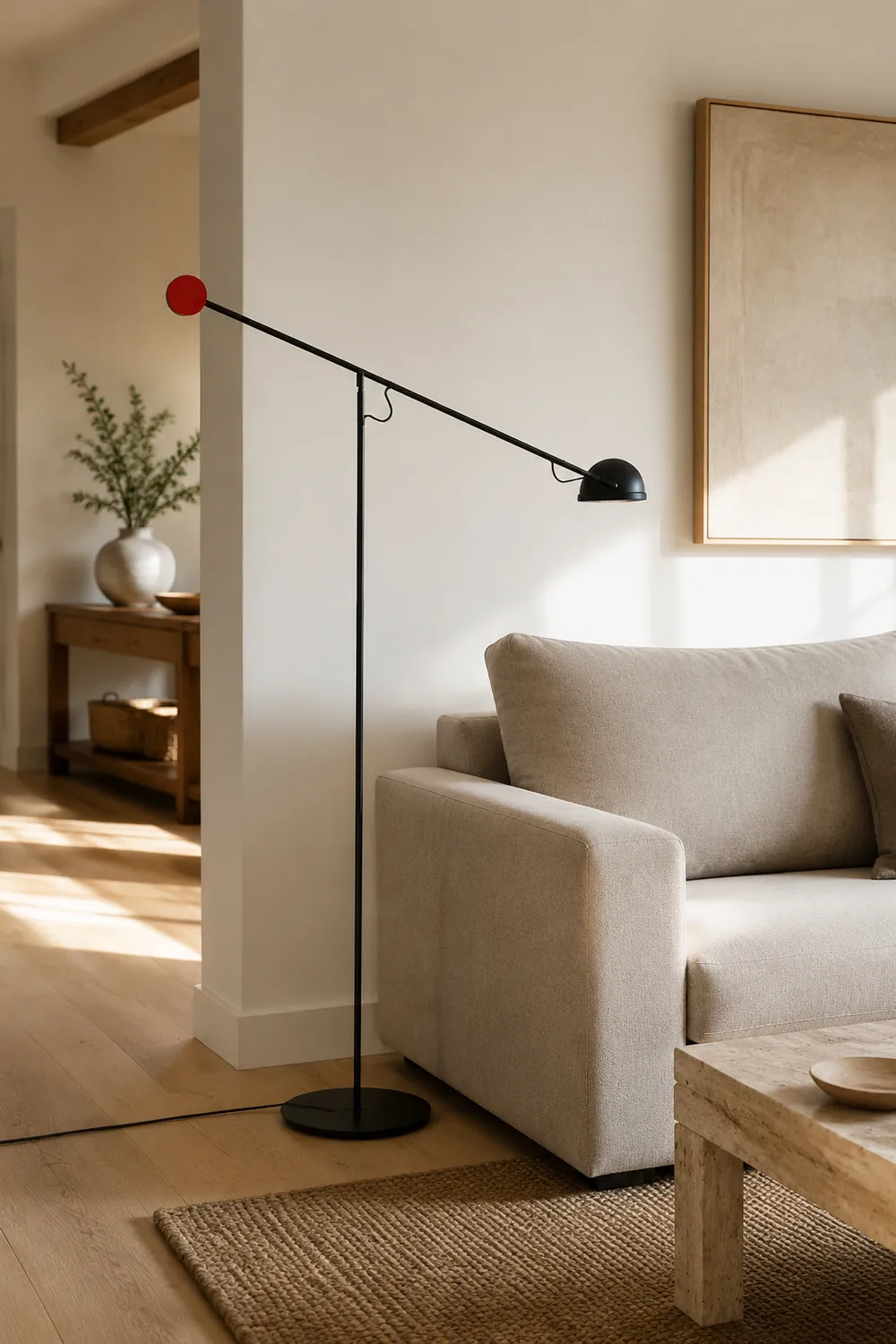 Avi Industrial Minimalist Linear Metal Floor Lamp, Black - Lumpaz