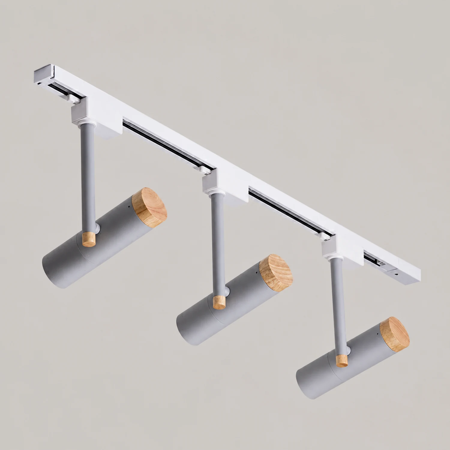 Freja Nordic Minimalist Flush Mount Spotlight with Wood Cap, Black/White/Gray - Lumpaz