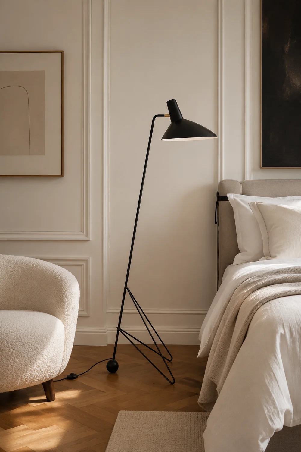 Salgado Modern Minimalist Geometric Tripod Metal Floor Lamp, Black - Lumpaz