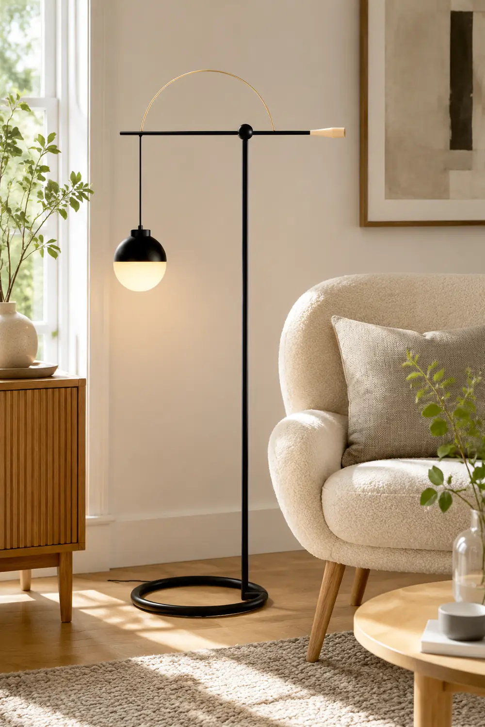 Valentina Modern Nordic Curved Bubble Metal/Glass Floor lamp, Black - Lumpaz