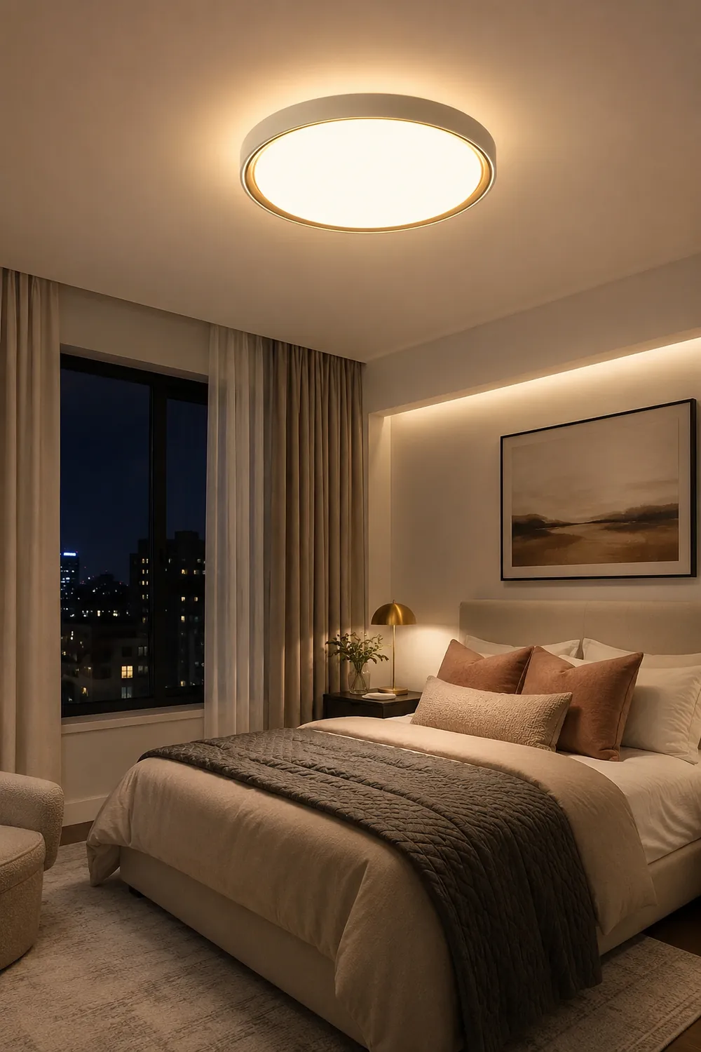 Quinn Minimalist Round/Square Metal/Acrylic Flush Mount Ceiling Light, Gold - Lumpaz