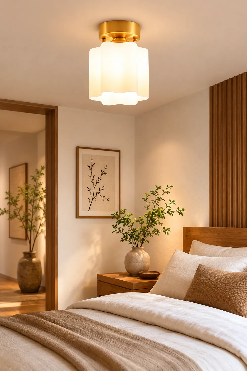 Sanna Retro Metal Flush Mount Ceiling Light Brass - Lumpaz