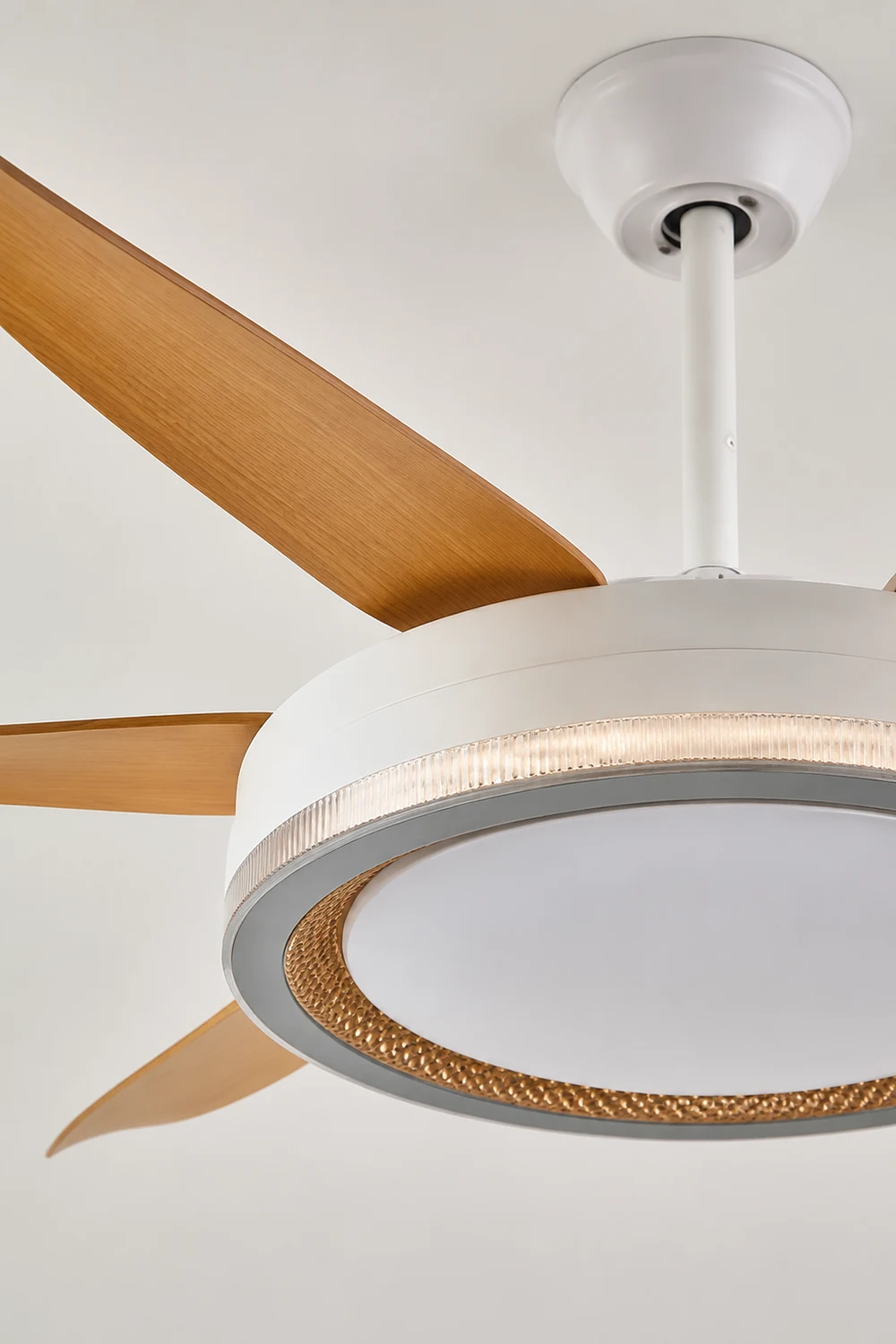 Haydn 6-Blade DC Ceiling Fan with Light, White & Wood - Lumpaz
