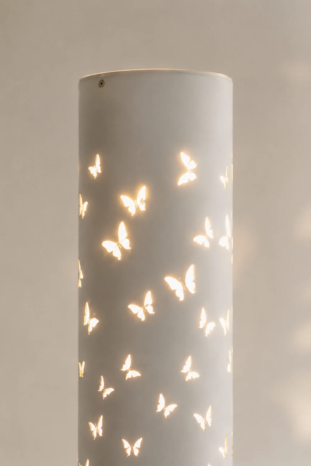Kady Modern Cylinder Butterfly Metal Floor Lamp, Black/White - Lumpaz