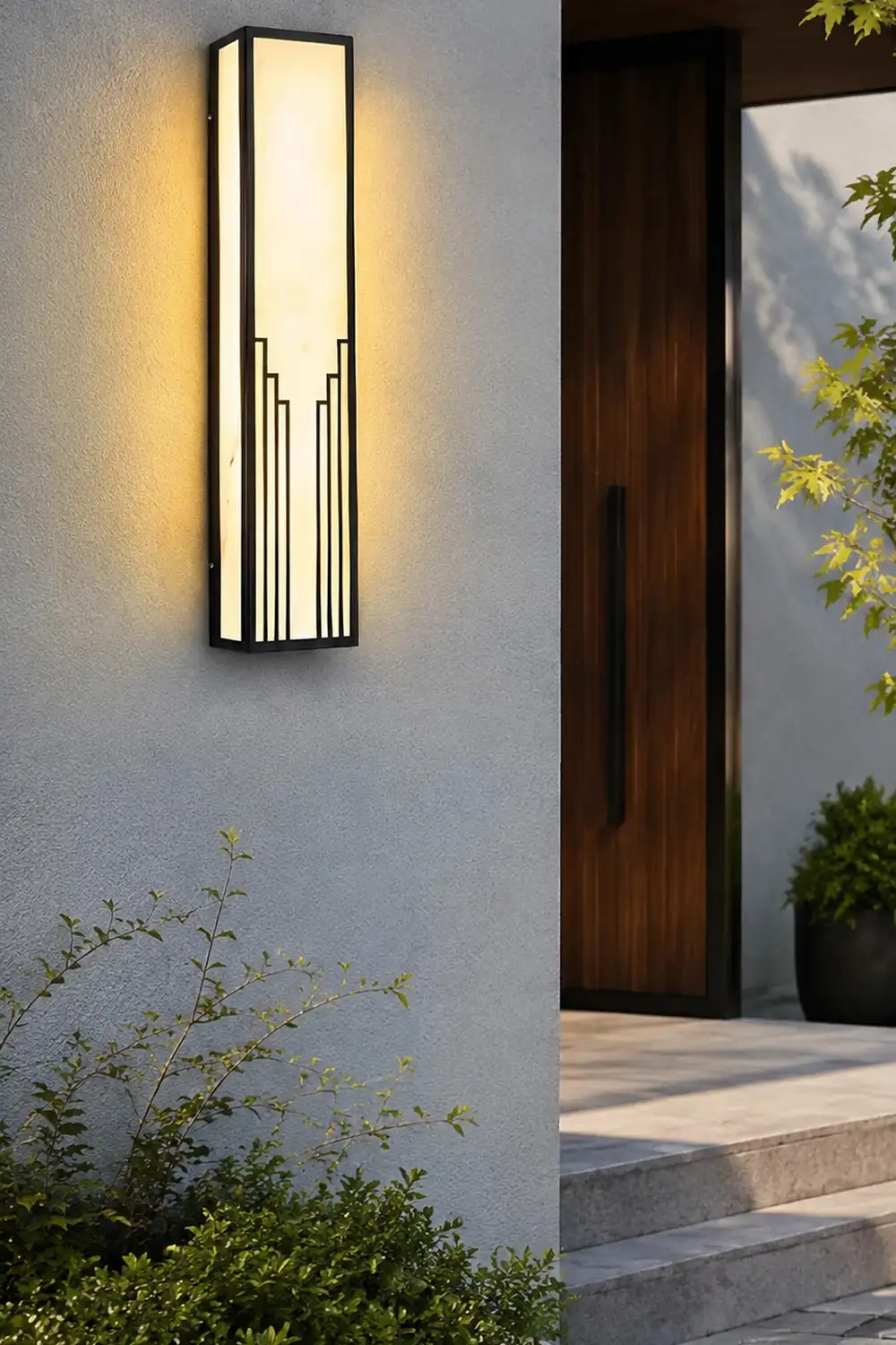 Strip Rectangular Resin Waterproof LED Black Modern Outdoor Wall Light - Lumpaz
