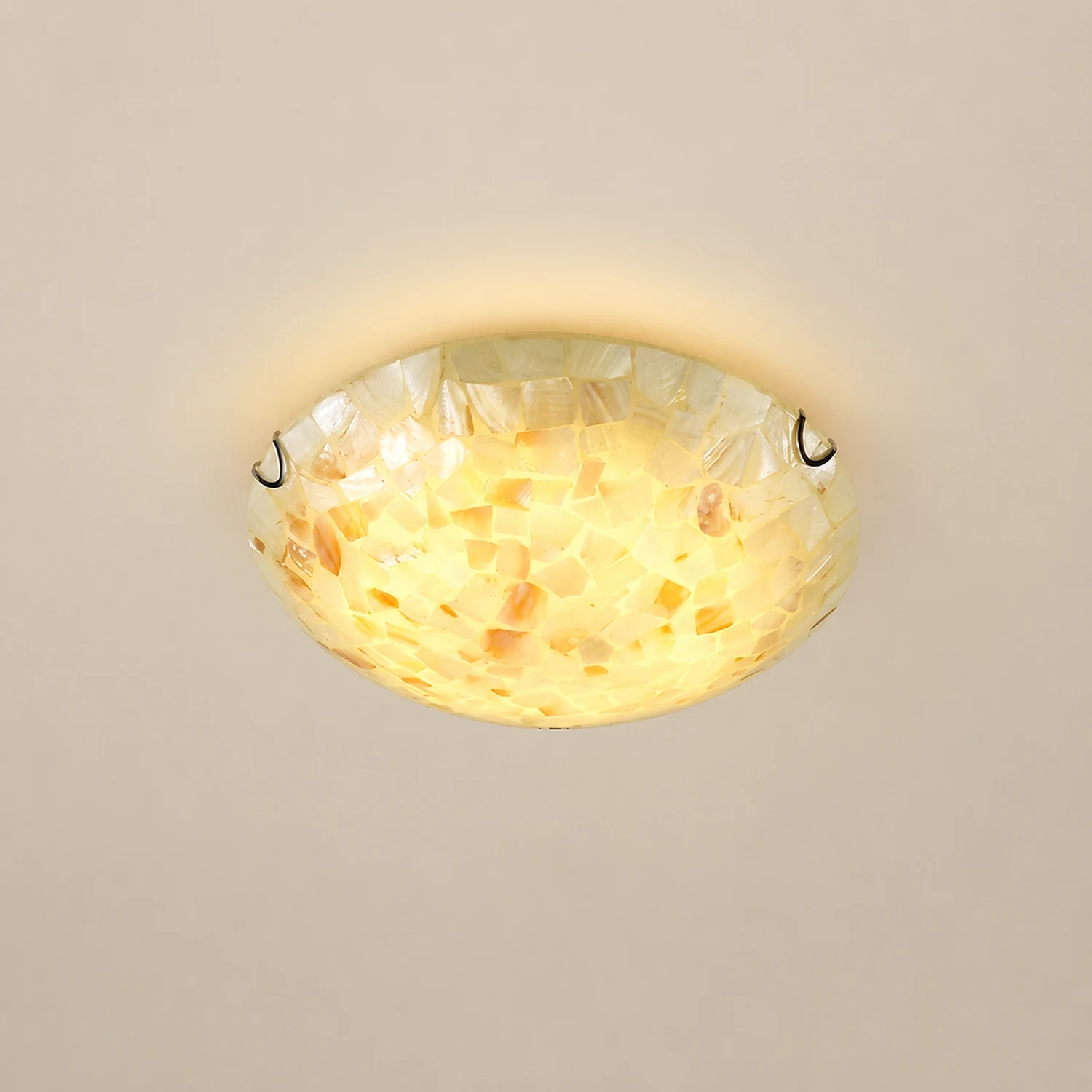 Morandi Modern Semi-Globe Metal/Shell LED Flush Mount Ceiling Light White/Blue/Orange - Lumpaz