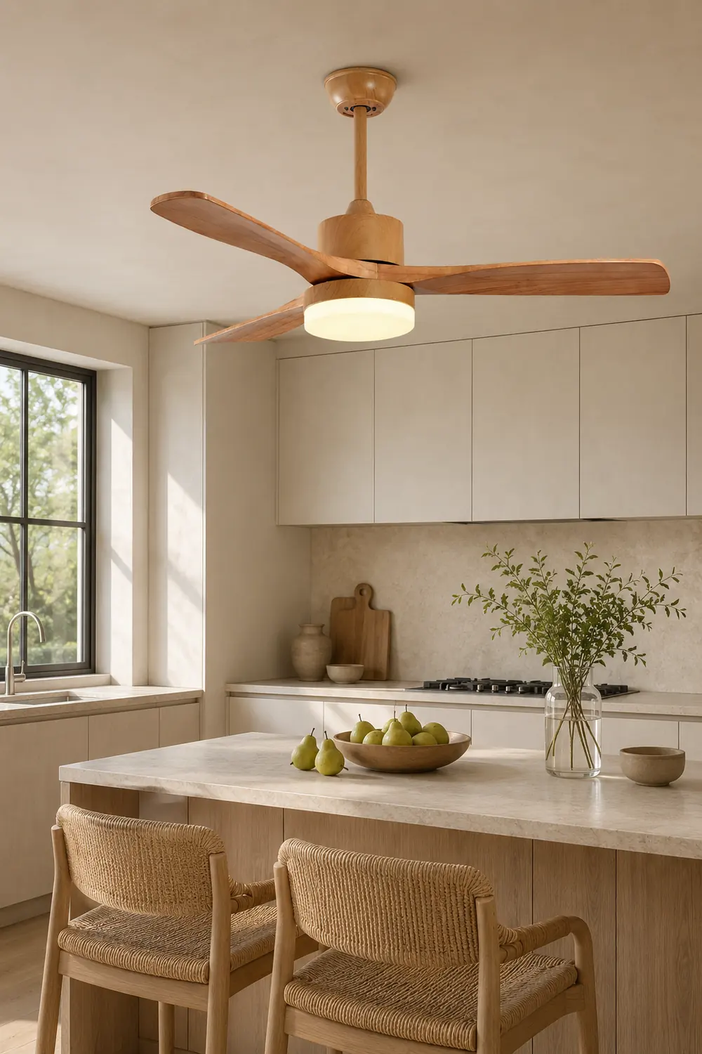 Ozawa Wooden Ceiling Fan Light, DIA 52'' - Lumpaz