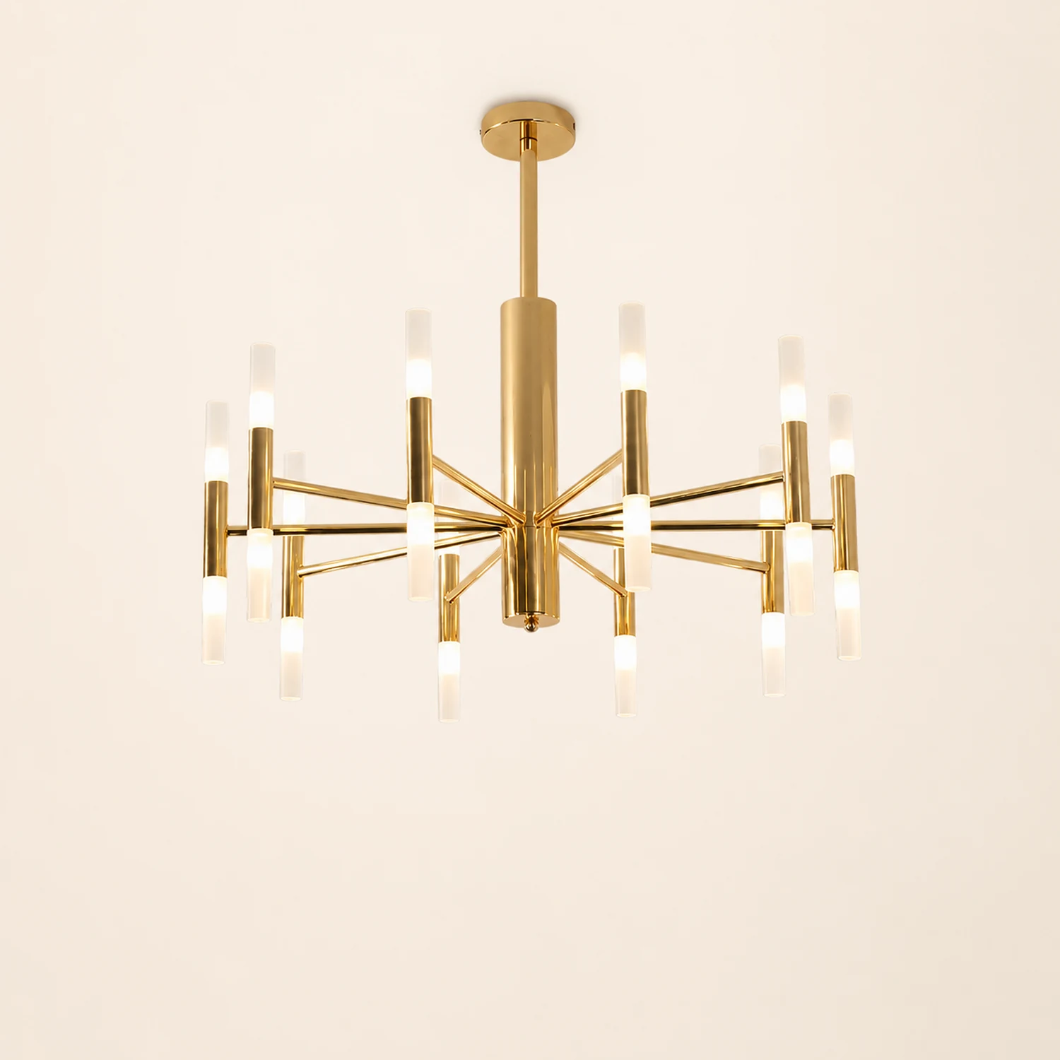 Marilyn Modern Cylindrical Metal Chandelier, Gold - Lumpaz
