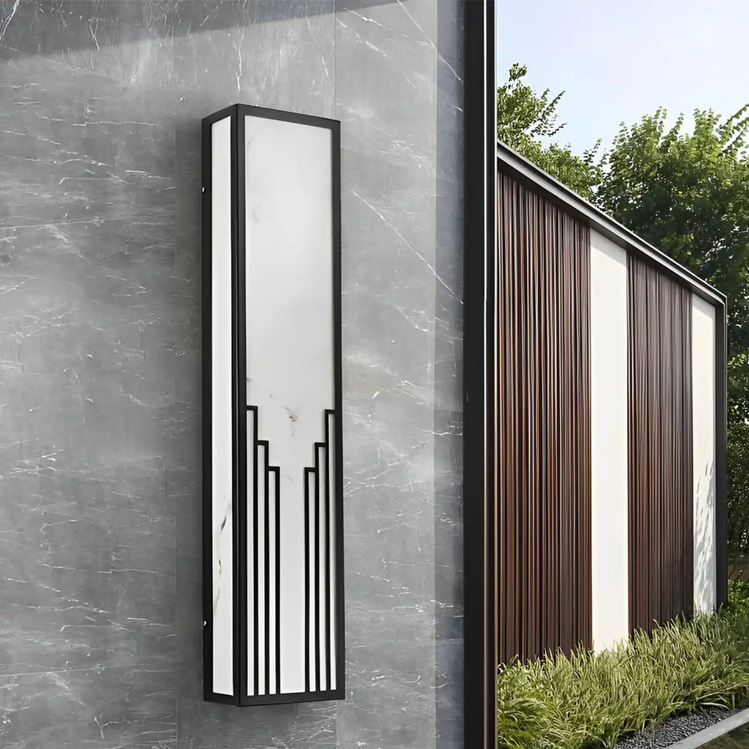 Strip Rectangular Resin Waterproof LED Black Modern Outdoor Wall Light - Lumpaz