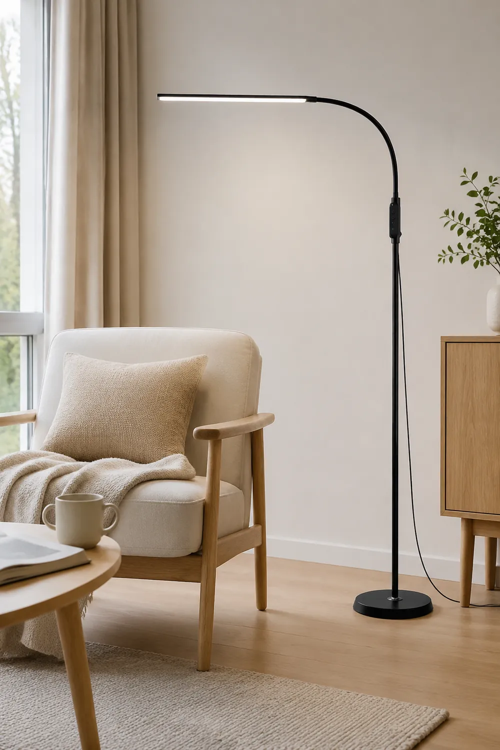 Eryn Floor Lamp Bendable/Adjustable Modern, Metal, Black, Reading - Lumpaz