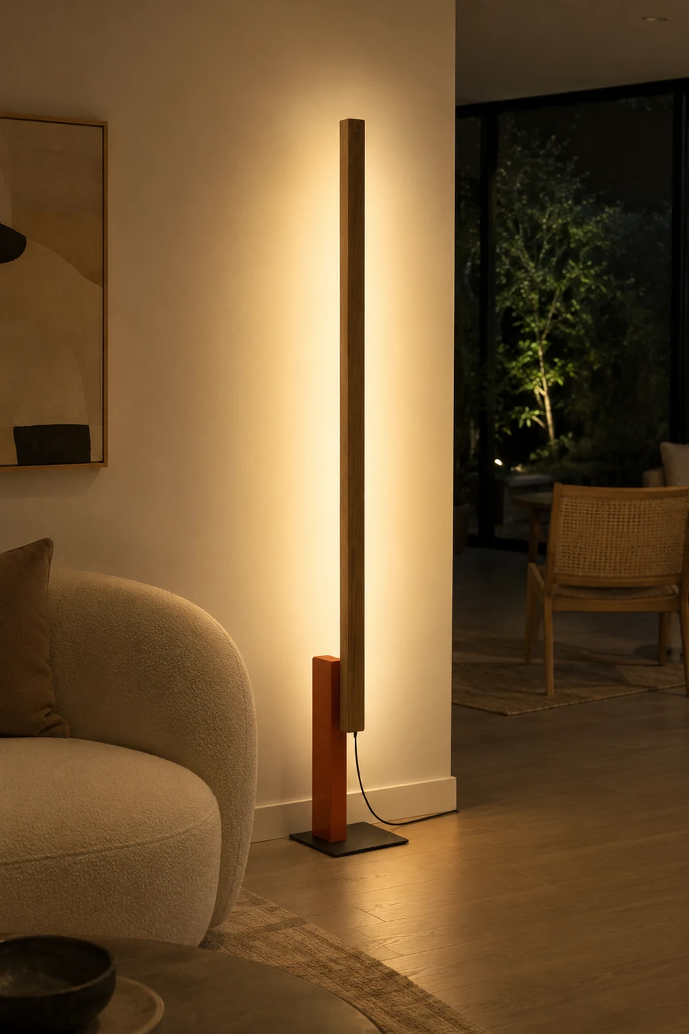 Edge Minimalist Linear Wood/Metal Floor Lamp , 4 Color - Lumpaz