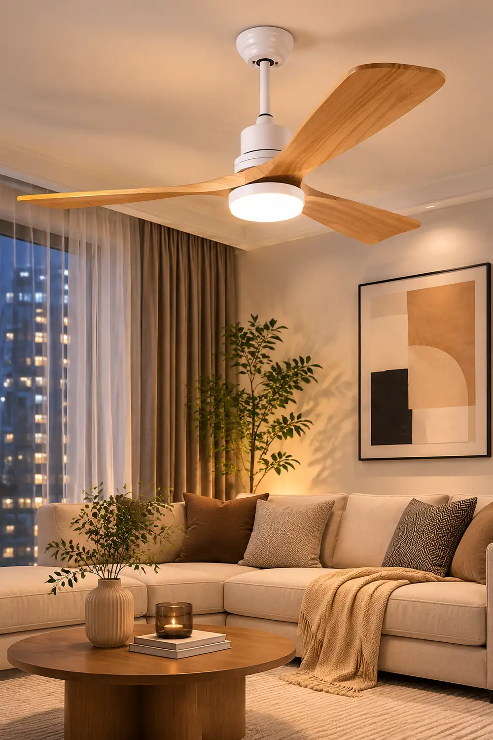 Ozawa 3-Blade Ceiling Fan with Light, DIA 52'' - Lumpaz