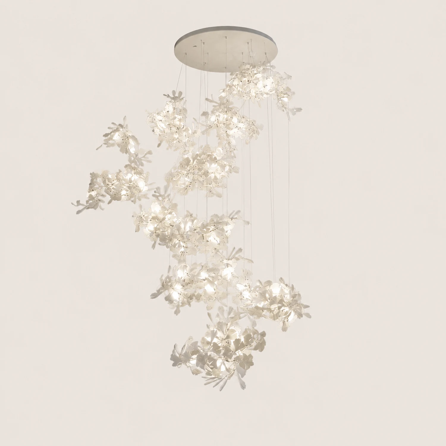 Ophelia Modern Leaf Chandelier Metal/Ceramic Bedroom/Living Room - Lumpaz