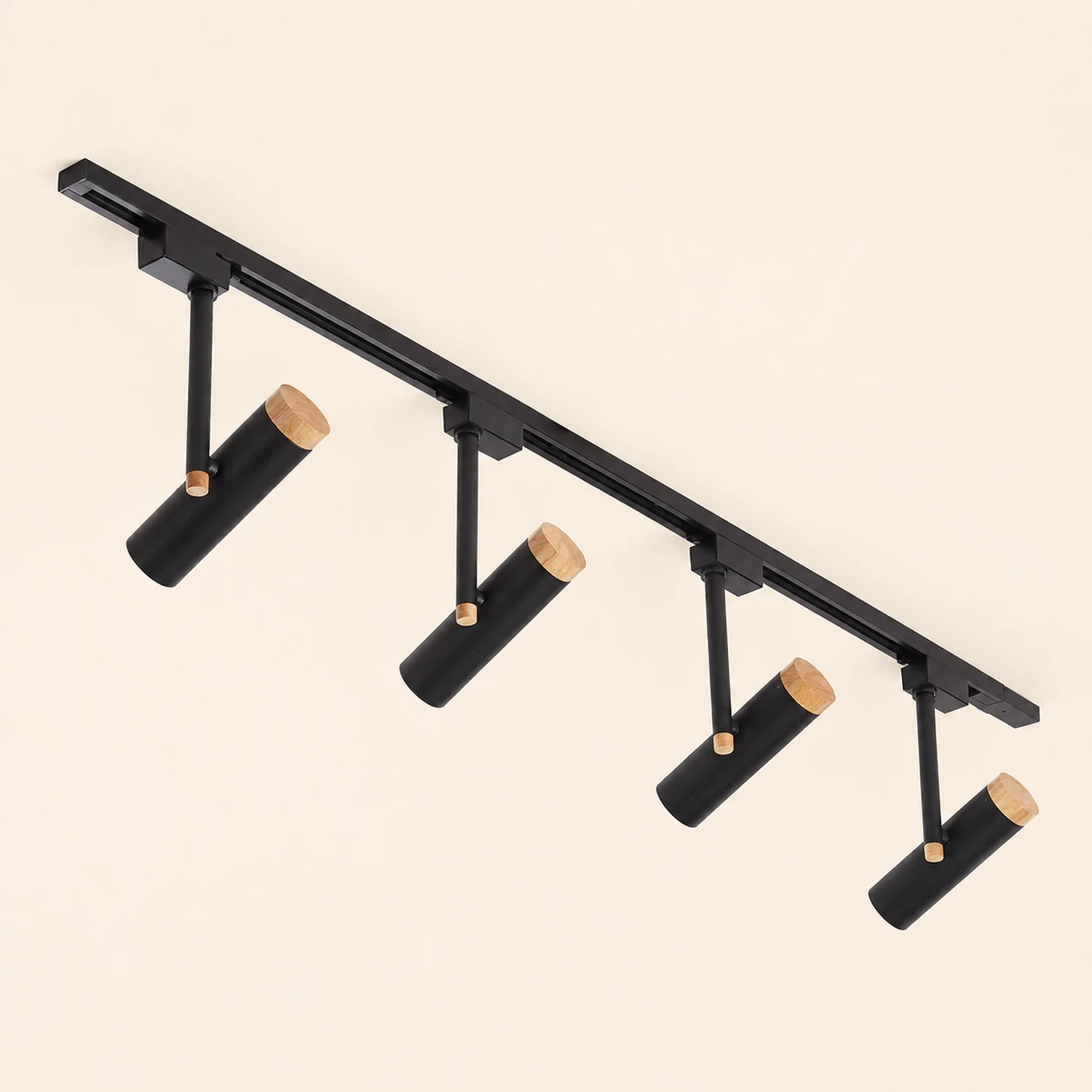 Freja Nordic Minimalist Flush Mount Spotlight with Wood Cap, Black/White/Gray - Lumpaz