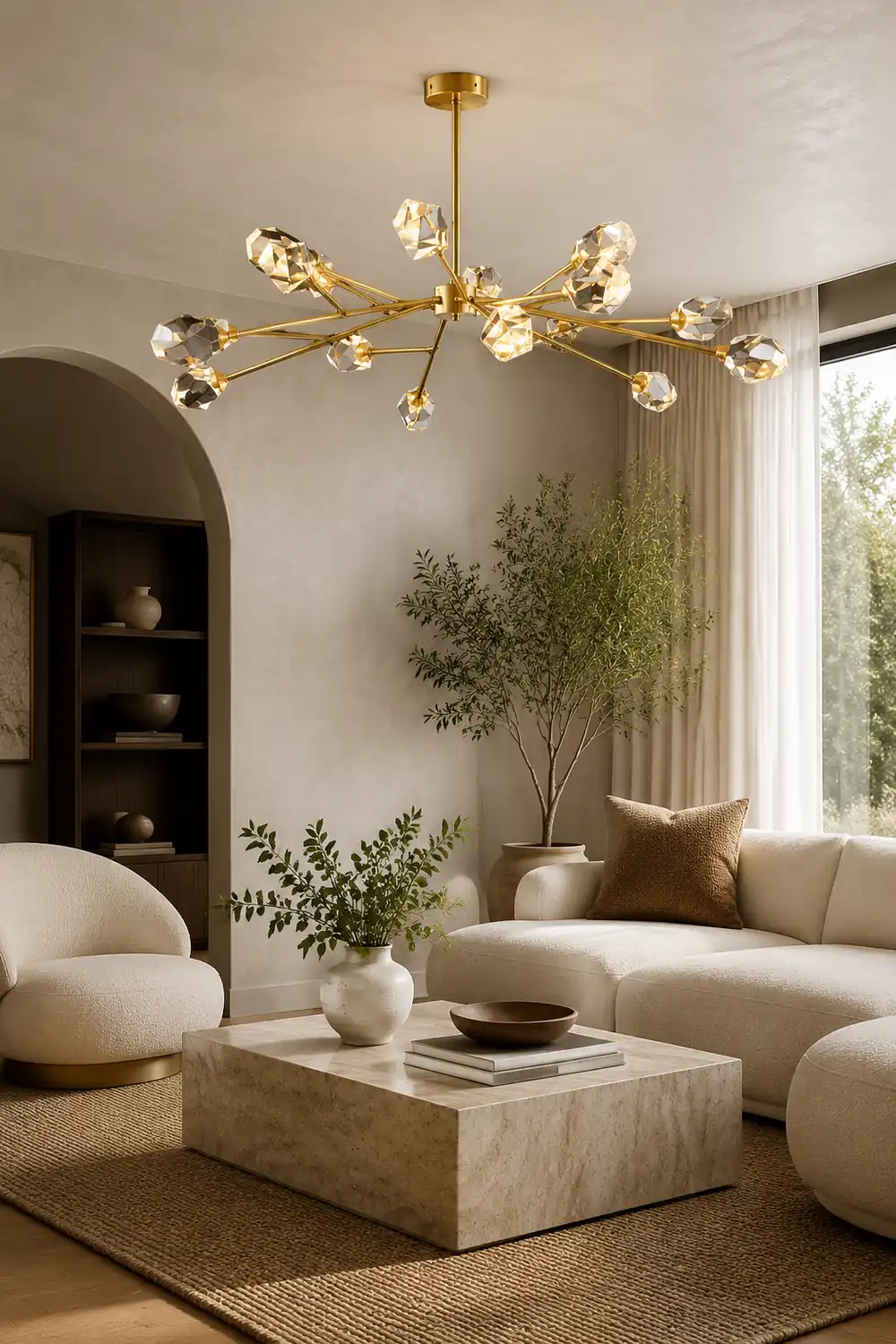 Kristy Luxurious Crystal Chandelier Living Room Golden - Lumpaz
