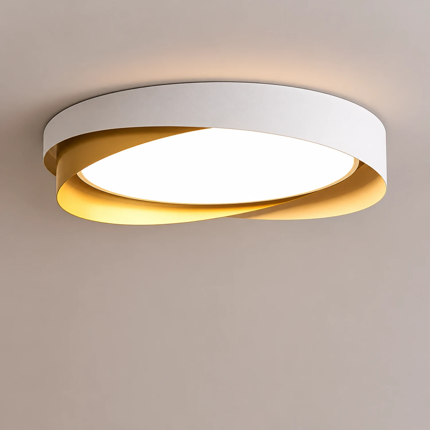Quinn Modern Geometric Metal/Acrylic Flush Mount Ceiling Light, White/Gold - Lumpaz