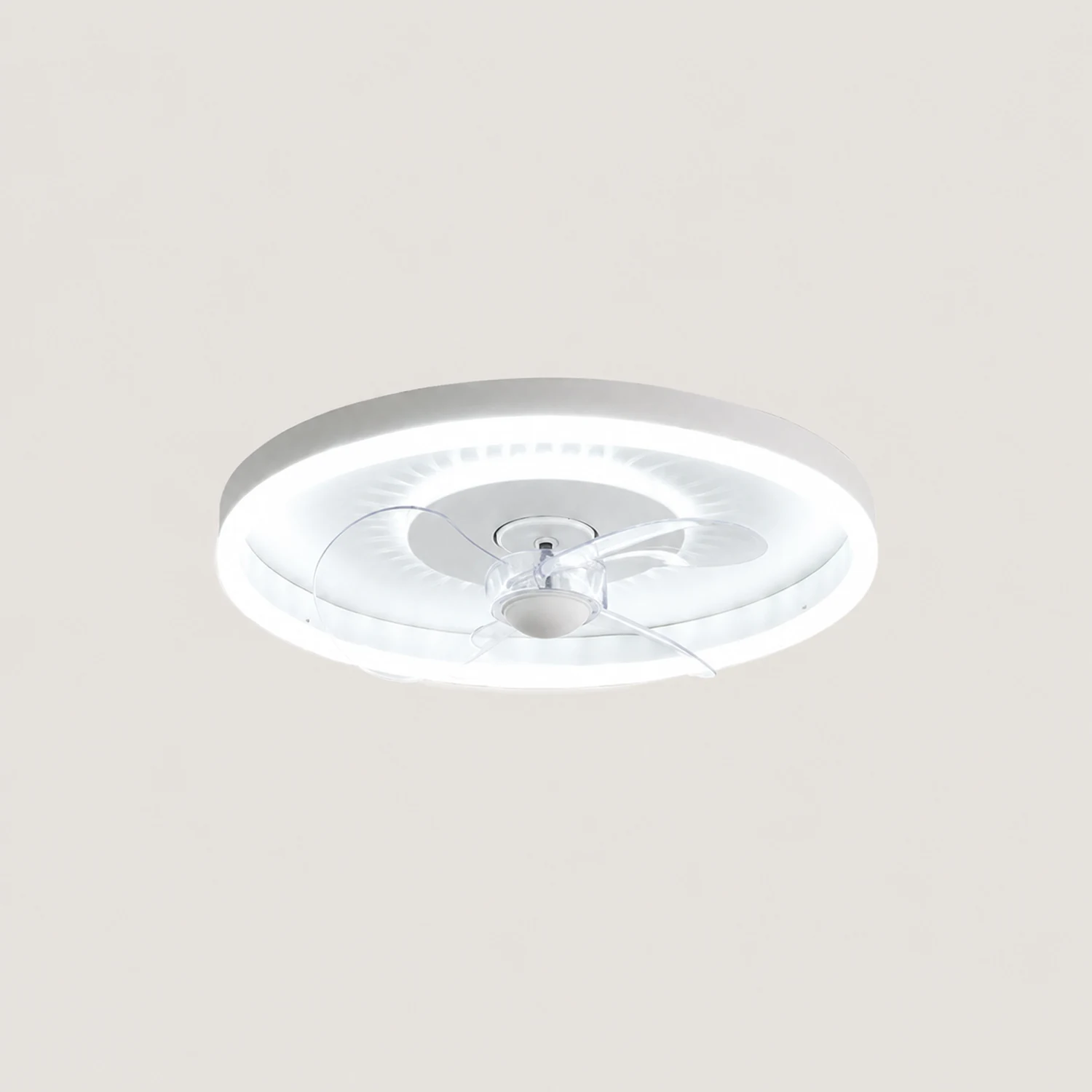 Quinn White Double-light Ceiling Fan with Light, DIA 15.7"/19.7" - Lumpaz