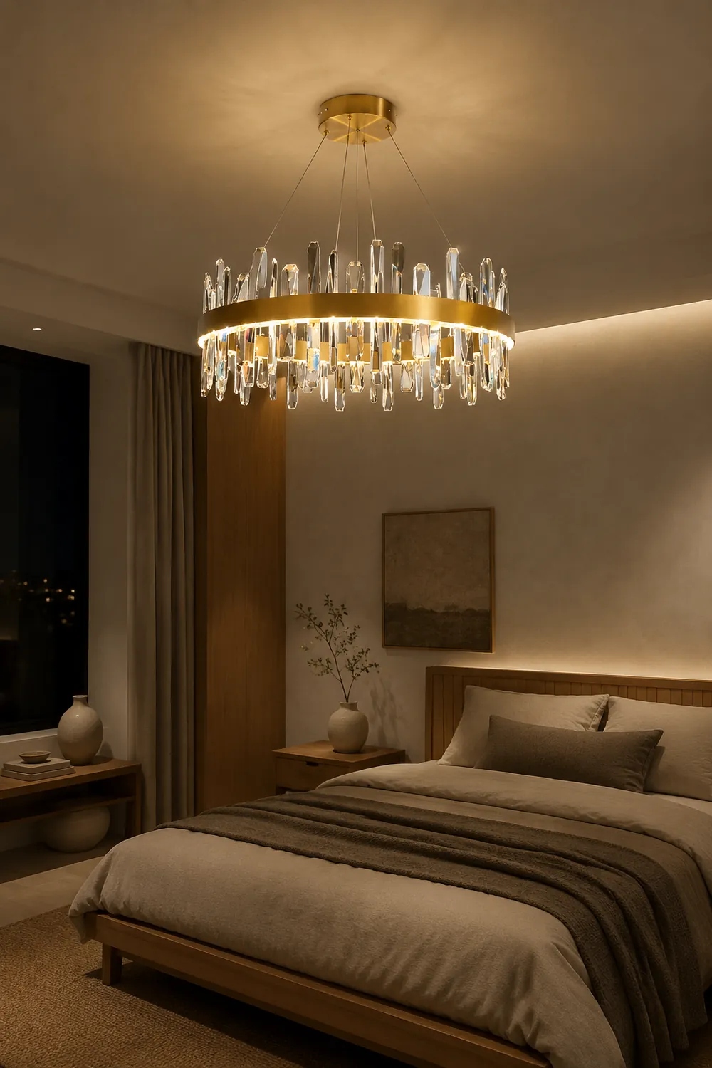 Marylin Modern Crystal Ring Chandelier, Stainless Steel & Crystal - Lumpaz