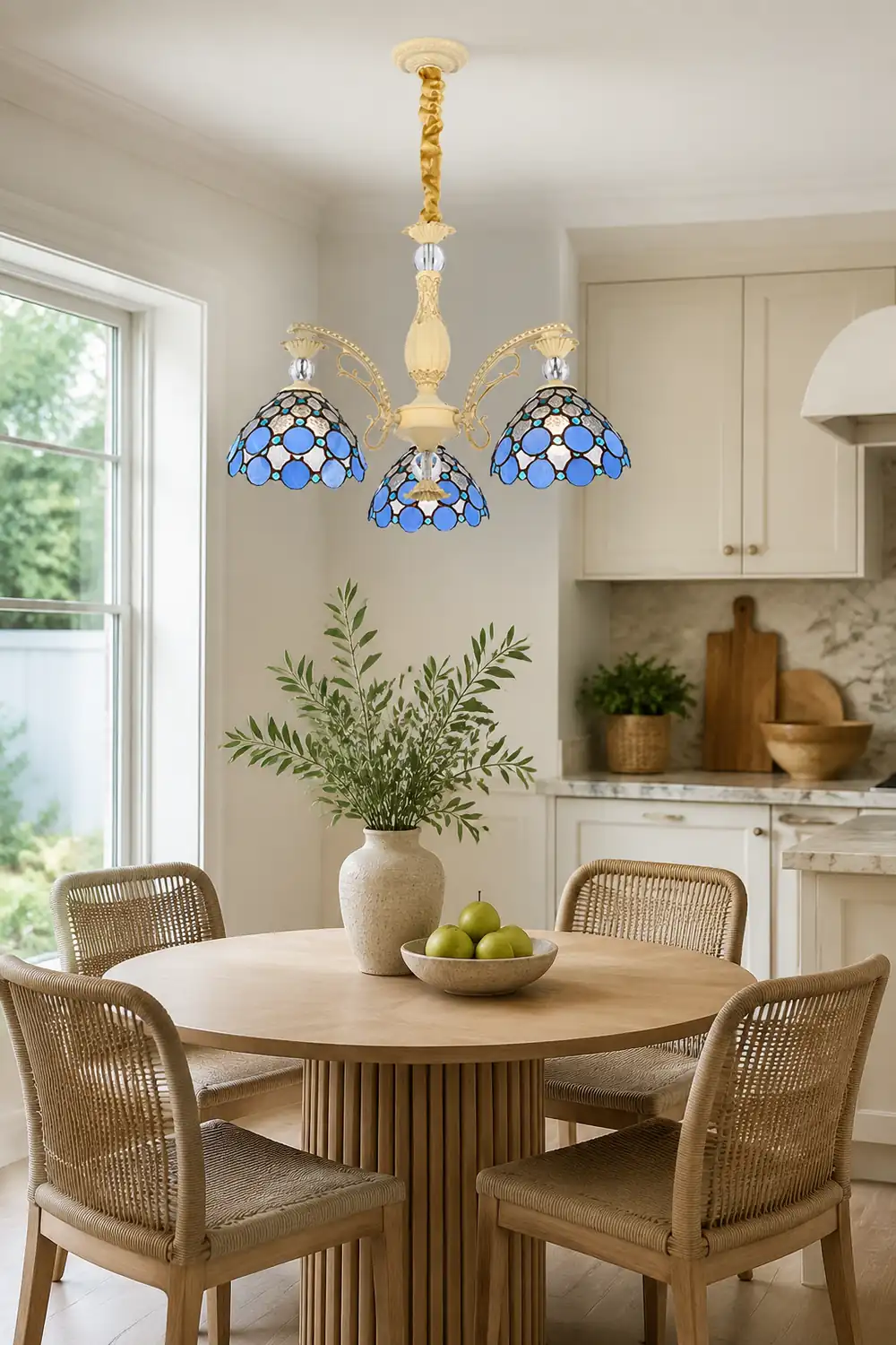 Alessio Mediterranean Branch Glass/Metal Chandelier, Blue - Lumpaz