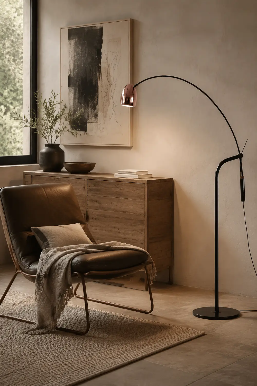 Cooley Artistic Minimalist Arc Floor Lamp, Rose Gold - Lumpaz