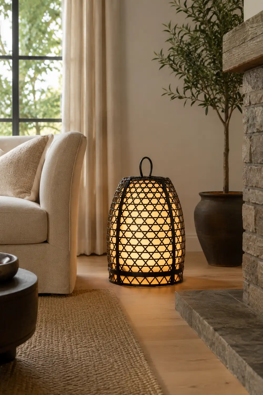 Alessio Retro Cage Shaped Metal Acrylic Floor Lamp - Lumpaz