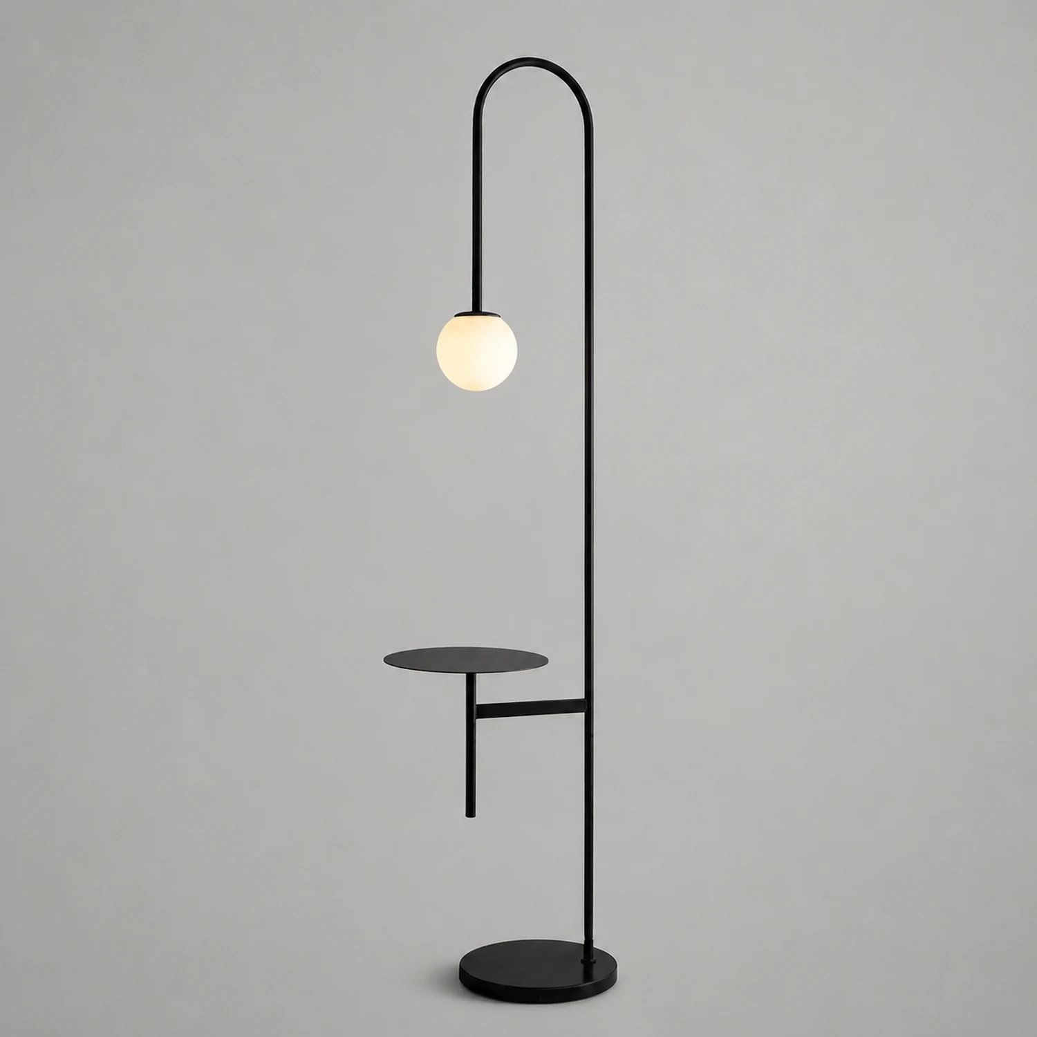 Valentina Minimalist Metal/Marble/Glass Floor Lamp With Table - Lumpaz