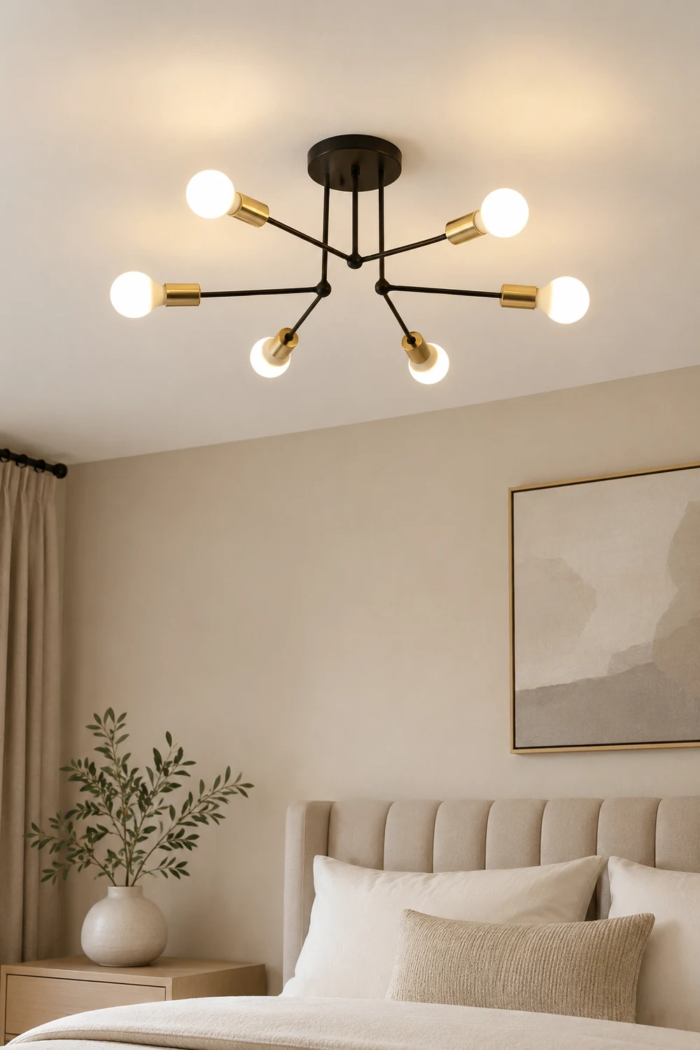 Valentina Flush Mount Ceiling Lights Linear Industrial, Metal/Glass, Bedroom - Lumpaz