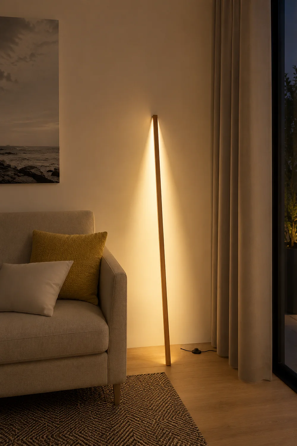 Ozawa Minimalist Linear Wooden 2 Color Floor Lamp - Lumpaz