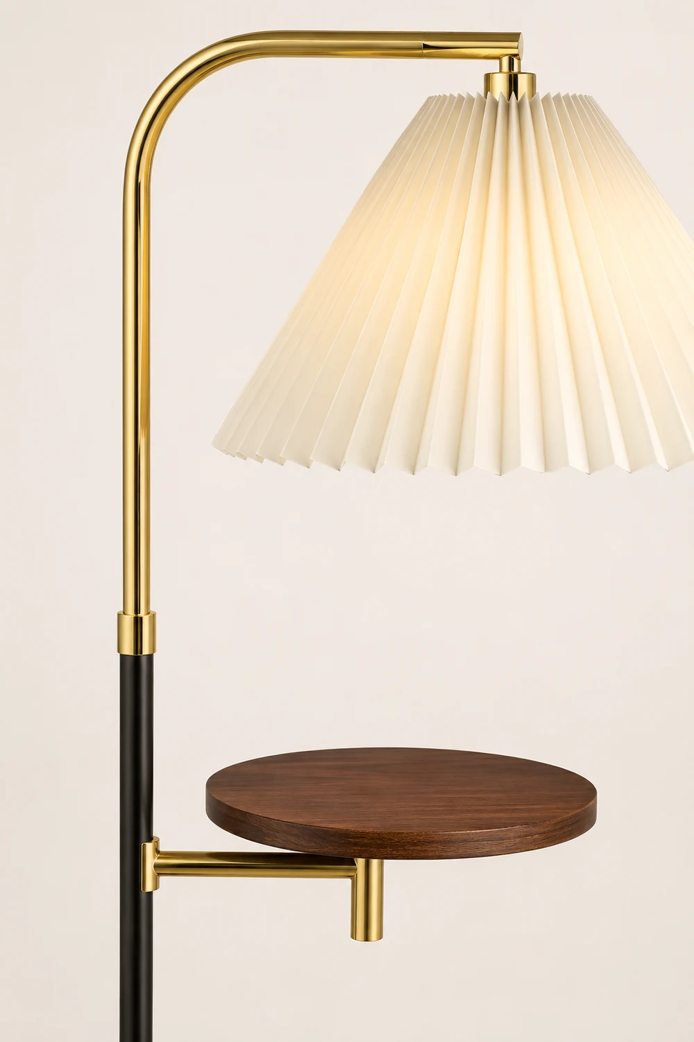 Ozawa Pleated Metal Floor Lamp With Shelves,Gold-Black/Gold - Lumpaz