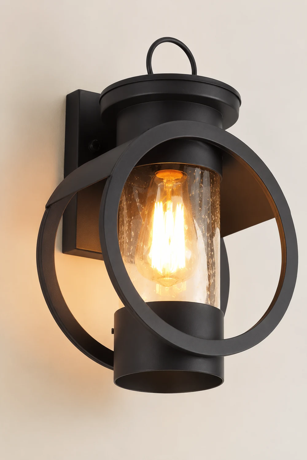 Raindrops Glass 6W LED Edison Lightbulb Black Outdoor Wall Lights - Lumpaz