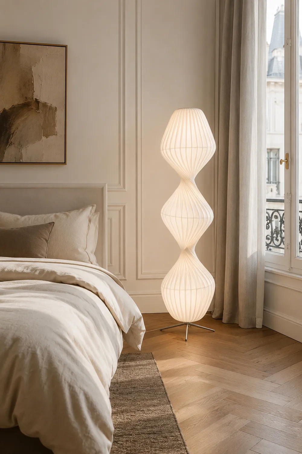 Renée Modern Pleated Fabric Metal Floor Lamp - Lumpaz