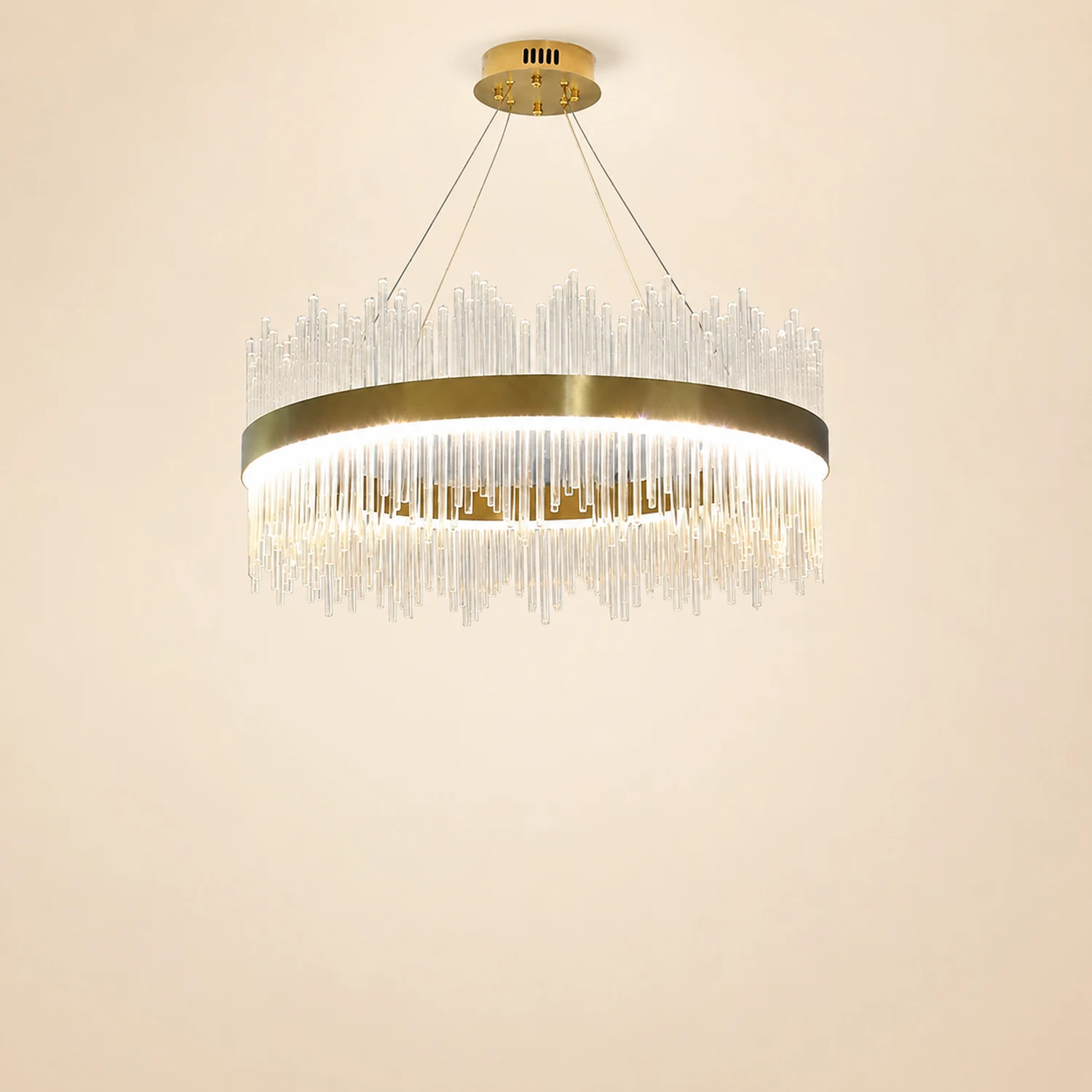 Marilyn Modern Round/Rectangular Chain Chandelier, Gold - Lumpaz